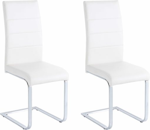 Białe krzesła z ekoskóry na płozach 8 sztuk