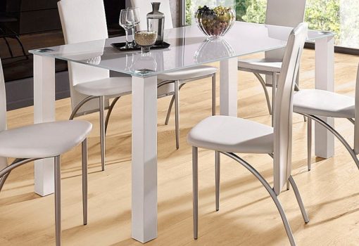 Stylowy, biały stół ze szklanym blatem 160x90 cm