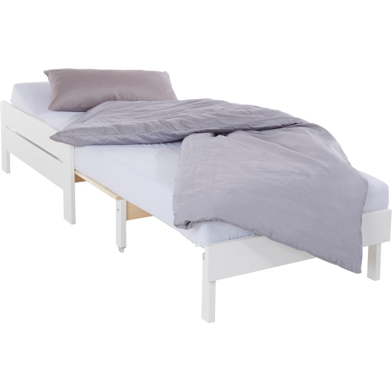 Składane, białe łóżko bez materaca, 80cm