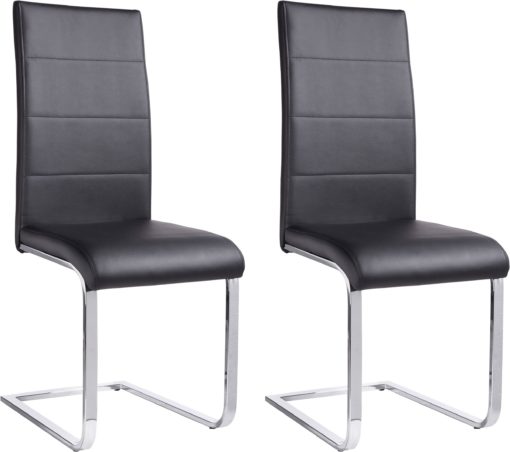 Czarne krzesła z ekoskóry na płozach - komplet 6 sztuk