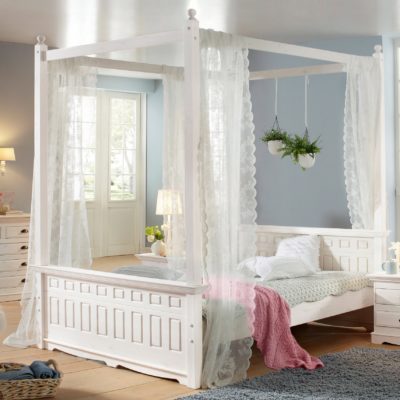 Wspaniała dekoracja łóżka, biały baldachim 180×200 cm