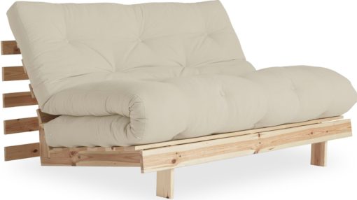 Nowoczesna kanapa z materacem futon 140 cm, beżowa