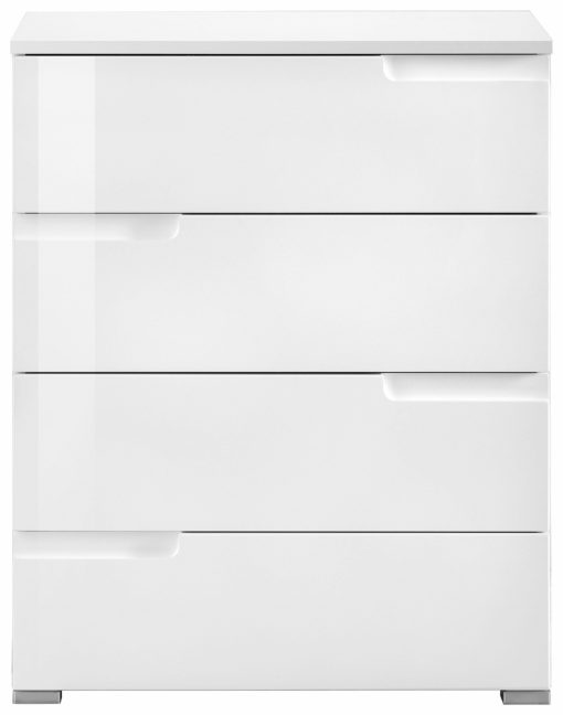 Biała komoda z czterema szufladami