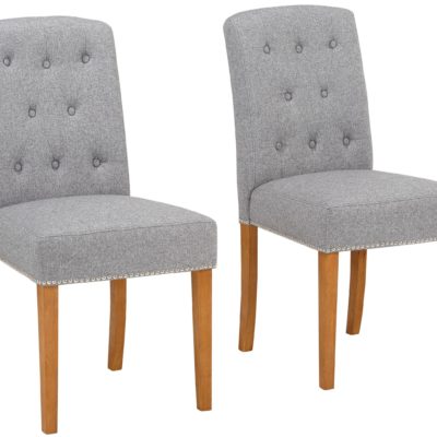 Eleganckie krzesła ze zdobieniami w kolorze szarym - 2 sztuki