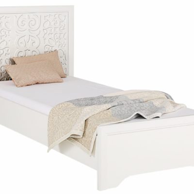 Pięknie zdobione, białe łóżko 90x200 cm