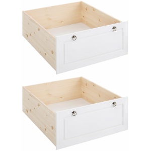 Zestaw dwóch szuflad pod łóżko z dekoracyjnymi uchwytami