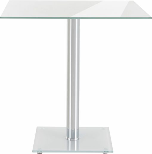 Nowoczesny, szklany stół z metalową nogą