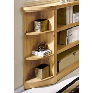 Narożny regał z frezami, z litej sosny, kolonialny