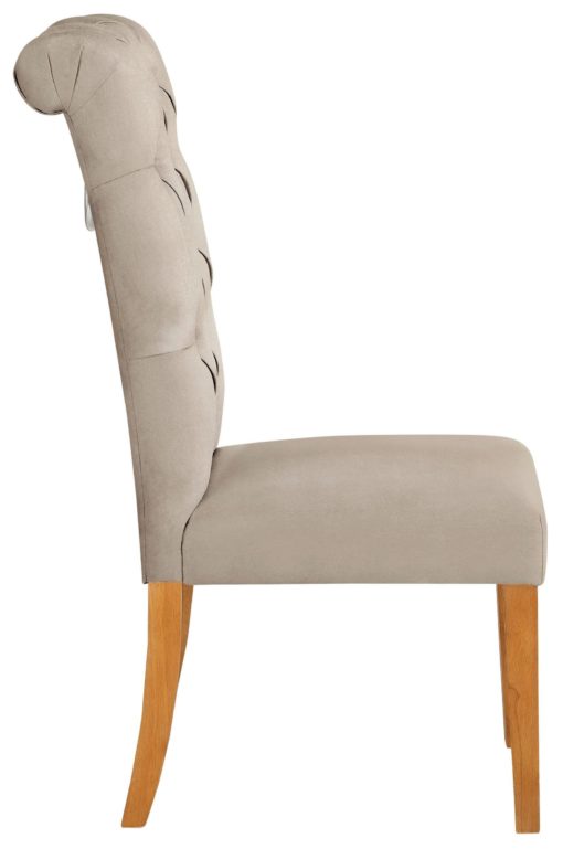 Eleganckie, kremowe krzesła z pikowaniem i kołatką z tyłu - 8 szt
