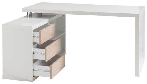 Praktyczne biurko w skandynawskim stylu z dodatkową komodą na dokumenty