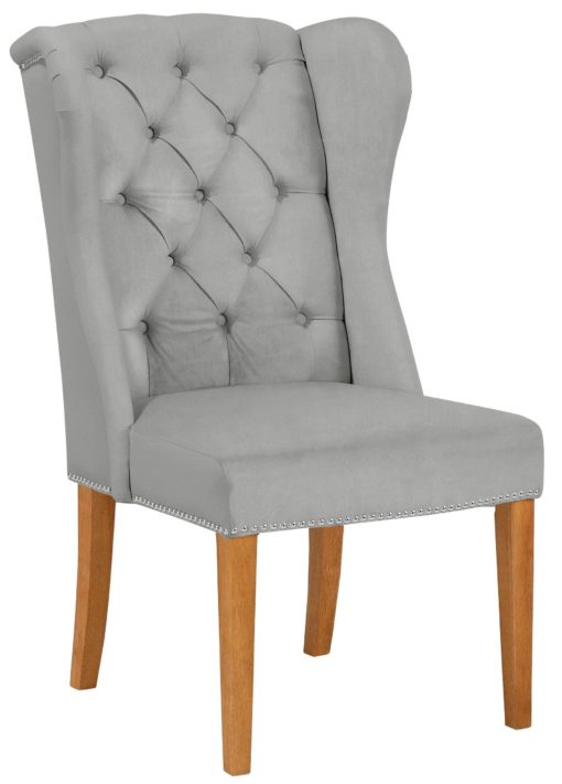 Elegancki, pikowany fotel z drewniana ramą - aksamit/welur