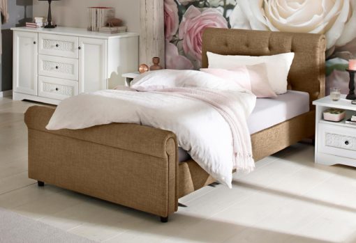 Eleganckie, tapicerowane łóżko 100x200 cm, brązowe