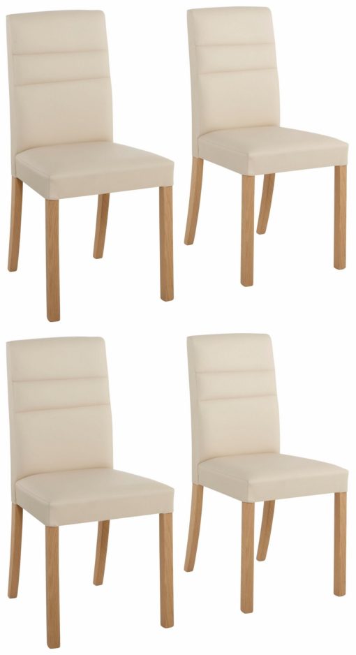 Eleganckie krzesła z beżowej sztucznej skóry - zestaw 4 sztuki