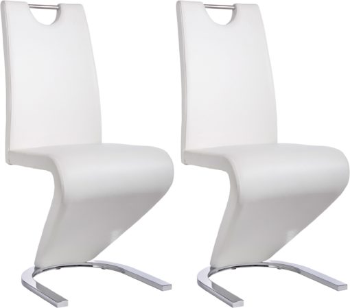 Stylowe krzesła ze skóry ekologicznej, białe - 2 sztuki