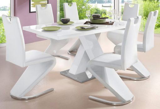 Stylowe krzesła ze skóry ekologicznej, białe - 2 sztuki