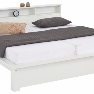 Białe łóżko z funkcjonalną półką160x200 cm