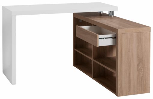 Stylowe biurko narożne z półkami