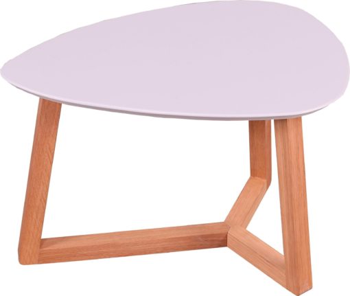 Unikalny stolik z szarym blatem, w kształcie migdała