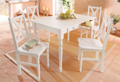 Piękny zestaw do jadalni: sosnowy stół i 4 krzesła