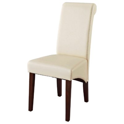 Eleganckie, beżowe krzesła, sztuczna skóra, drewno bukowe - 2 sztuki
