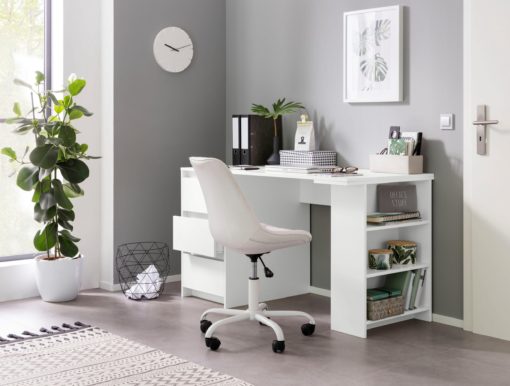 Nowoczesne biurko z szufladami w kolorze białym