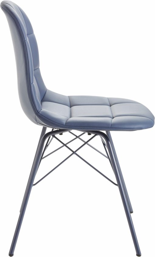 Nowoczesne krzesła sztuczna skóra i metal, niebieskie - 2sztuki