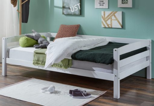 Pojedyncze łóżko z litego buku 120x200 cm, białe