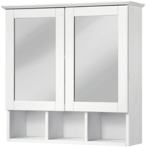 Drewniana szafka łazienkowa z lustrem, biała