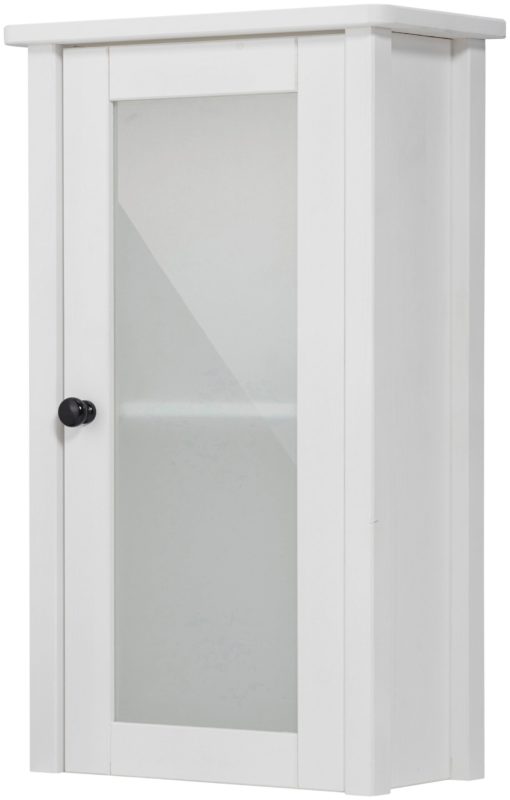 Sosnowa szafka biała z przeszklonymi drzwiami