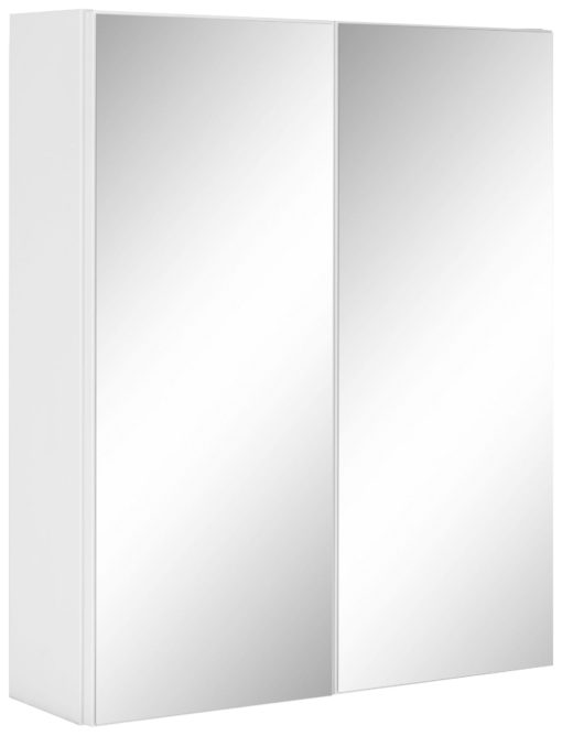 Biała szafka łazienkowa z lustrem na froncie