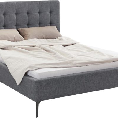 Szlachetne, tapicerowane łóżko, szare 140x200 cm