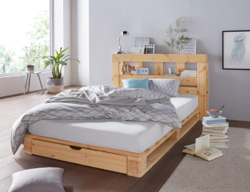 Oryginalne łóżko z palet z szufladą 120x200 cm