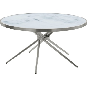 Ciekawy, srebrny stolik o nowoczesnym designie, duży