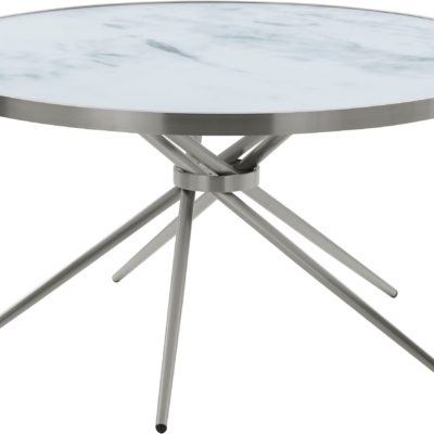 Ciekawy, srebrny stolik o nowoczesnym designie, duży