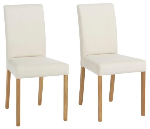 Wygodne, kremowe krzesła, nogi dębowe - 4 sztuki