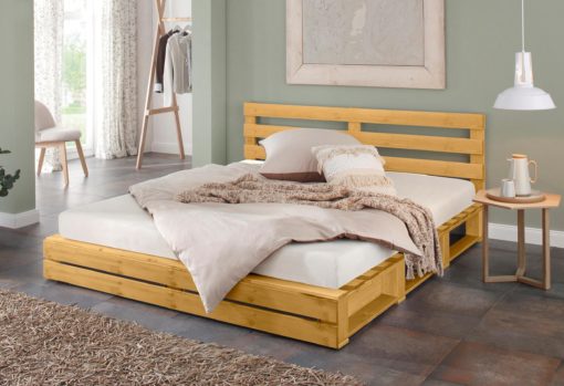 Sosnowe łóżko 180x200 cm z zagłówkiem