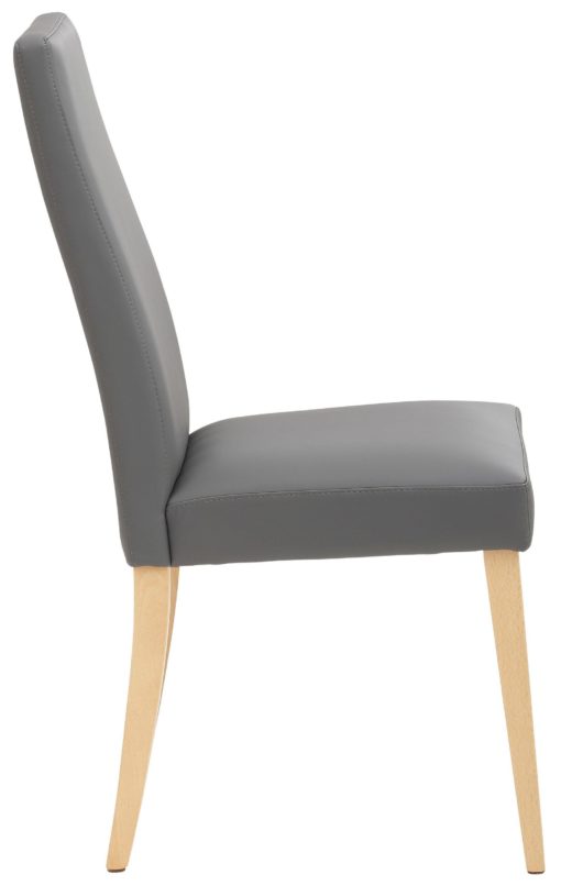 Klasyczne szare krzesła z imitacji skóry, bukowe - 2 sztuki