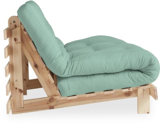 Nowoczesna kanapa z materacem futon 140 cm, miętowa