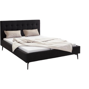 Szlachetne, tapicerowane łóżko, czarne 180x200 cm