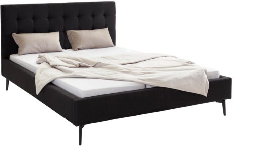 Szlachetne, tapicerowane łóżko, czarne 160x200 cm
