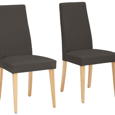 Proste krzesła, ciemny brąz, sztuczna skóra - 2 sztuki
