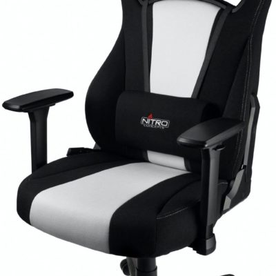 Fotel gamingowy Nitro Concepts czarno-biały z poduszką