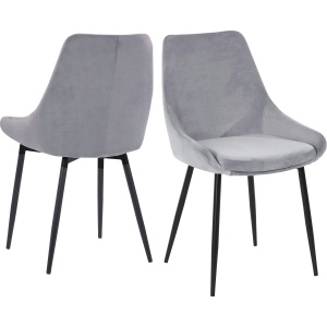 Tapicerowane, szare krzesła o wyrafinowanym designie - 2 sztuki