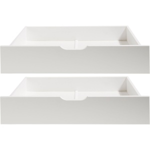 Dwie białe szuflady pod łóżeczko dziecięce