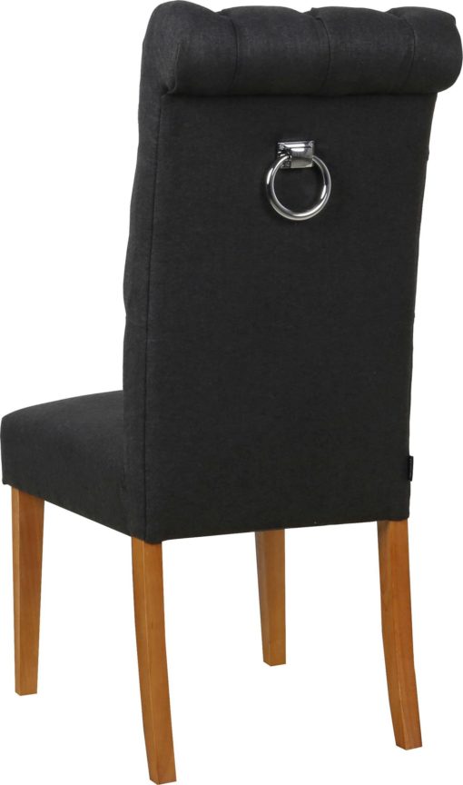 Eleganckie, antracytowe krzesła z pikowaniem i kołatką