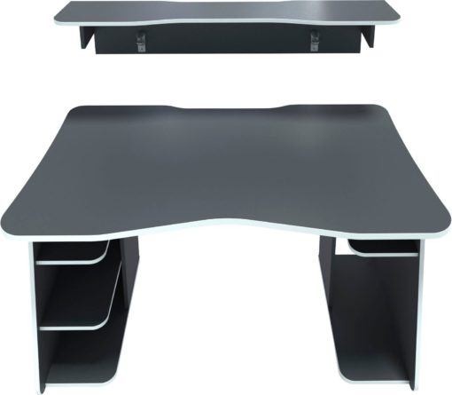 Nowoczesne biurko gamingowe, grafitowo-czarne