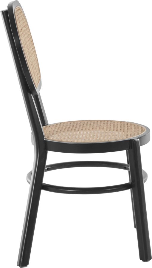 Jesionowe czarne krzesło z rattanowym siedziskiem i oparciem