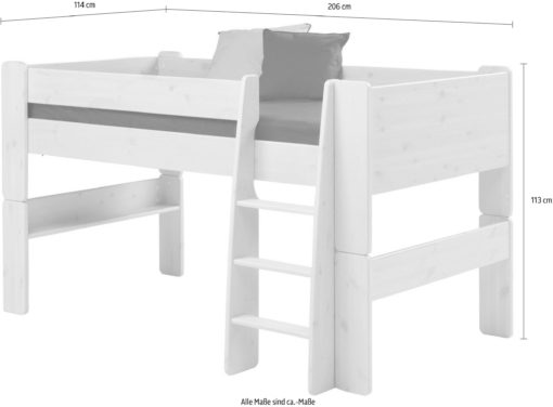 Sosnowe łóżko na antresoli 90x200 cm, białe