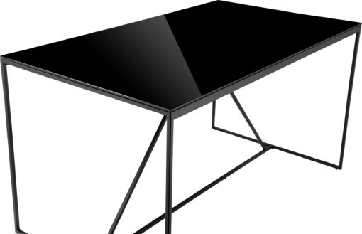 Industrialny, czarny stół ze szklanym blatem, 140 cm