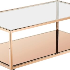 Złoty stolik kawowy z metalową ramą, elegancki design